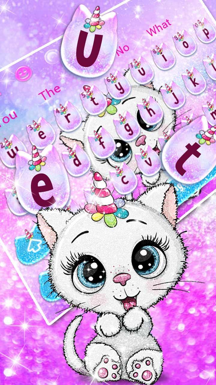 Cute Glitter Unicorn Cat Keyboard Theme
